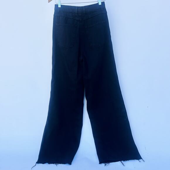 GRLFRND Morgan High Rise Pleated Wide Leg Trousers Jeans Low Black Soho 26 - Picture 5 of 15